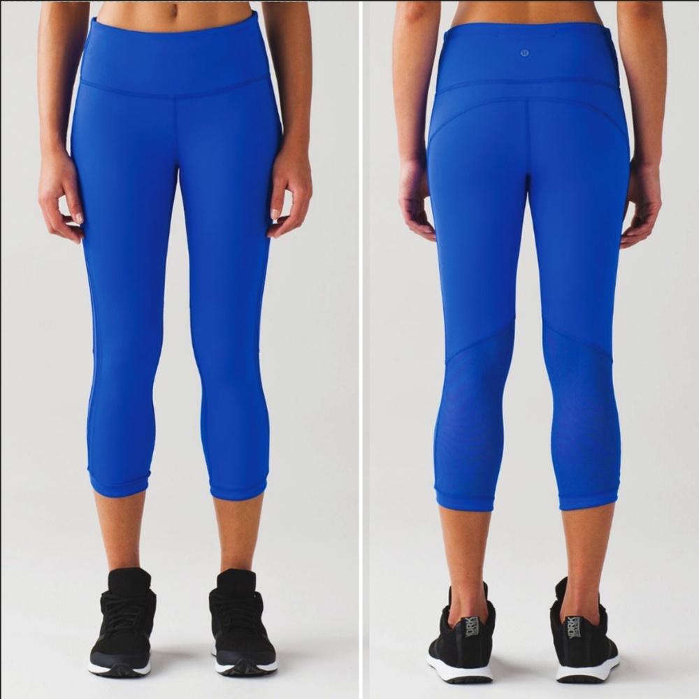 Lululemon Hit It 21'' Crop Cerulean Blue, size 6